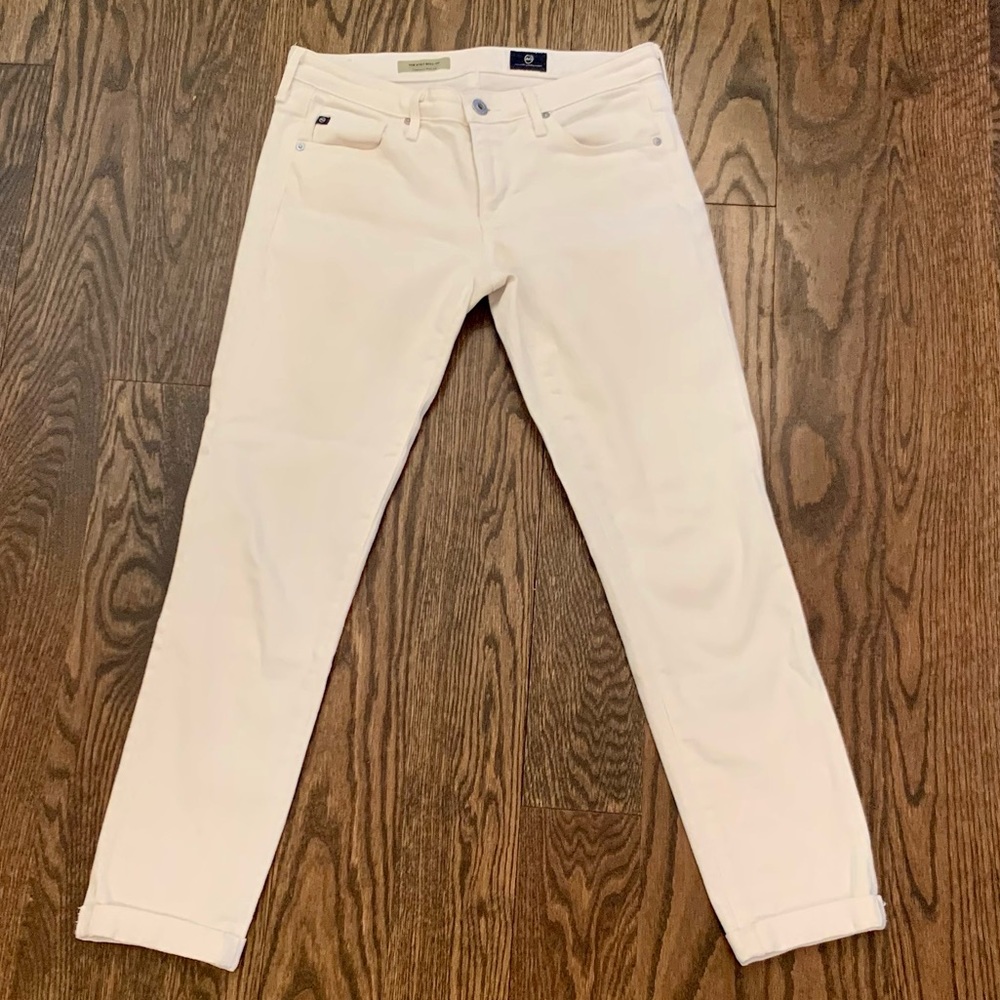 AG White Denim The Stilt Roll-Up Cigarette Roll-Up